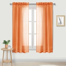 Sheer Orange Curtains 63 inch Length 2 42"W x 63"L Pack of 2 Sunset Orange