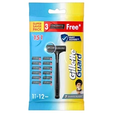 Gillette Guard Razor for Men + 12 Blades | Safety Comb | 1-Year Shave Pack