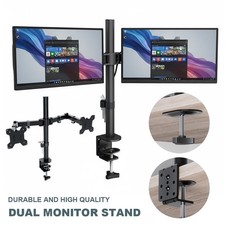 Dual LCD Computer PC Monitor Arm Mount For Desk Stand 13-30 Screen Riser Bracket