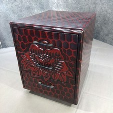 Portagioie vintage giapponese Kamakura Bori legno 3 cassetti mini cassettiera showa retrò