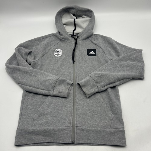 Adidas MLS Nashville SC Fußball Club Hoodie Jacke Full Zip Herren Größe SMALL grau