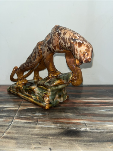 Statuina ceramica pantera leopardo tigre Royal Haeger vintage metà secolo MCM - Foto 4 di 13