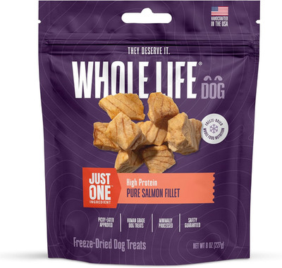 Whole Life Dog Just One Salmon Freeze Dried Dog Treats - Human Grade High Protei