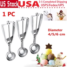 1x Stainless Steel Ice Cream Scoop Spoon Spring Handle Masher Cookie Scoop S/M/L