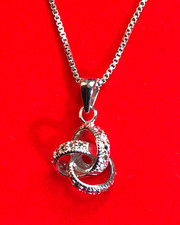 Sterling Silver Genuine Diamond Necklace Knot 1 Gemstone Rhodium 925 18" 4g 5964