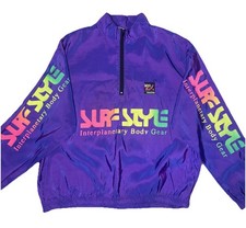Vintage Surf Style Windbreaker Jacket Medium Purple Iridescent Interplanetary