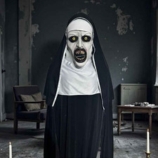 Horror Scary Nun Costume Synthetic Latex Street Style Horror Accessory Reali