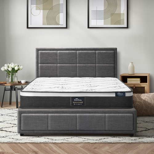 Oikiture Bed Frame King Single Size Gas Lift Storage With Mattress Set Grey BOSS - Picture 3 of 10