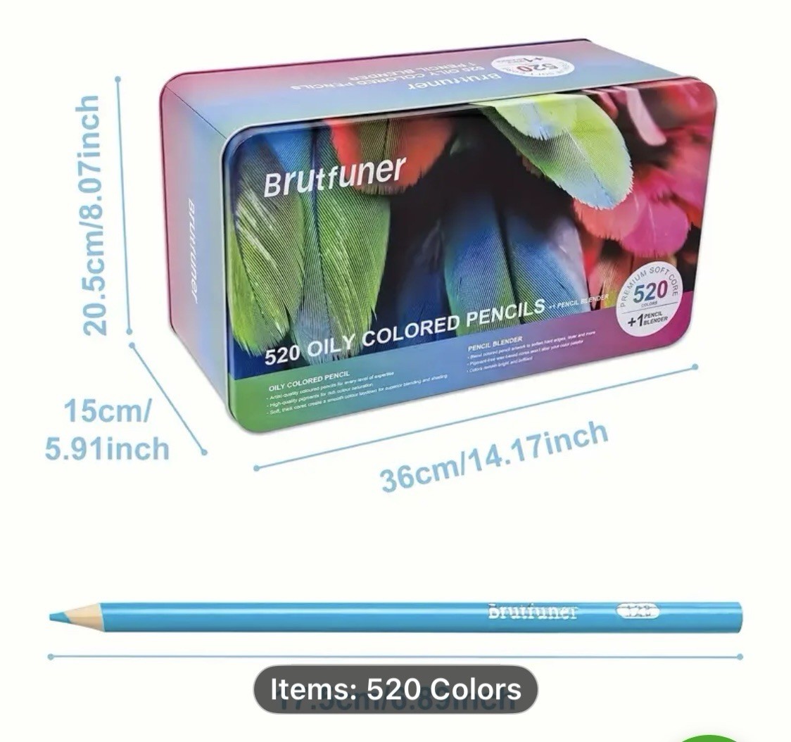 520 Brutfuner Oil-Based Colored Pencils In Metal Box New Shipping Included