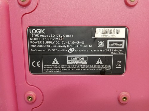Pink Logik L19LDVP11 19” HD LED TV DVD Combo 12V With Remote Tested  - Picture 9 of 13
