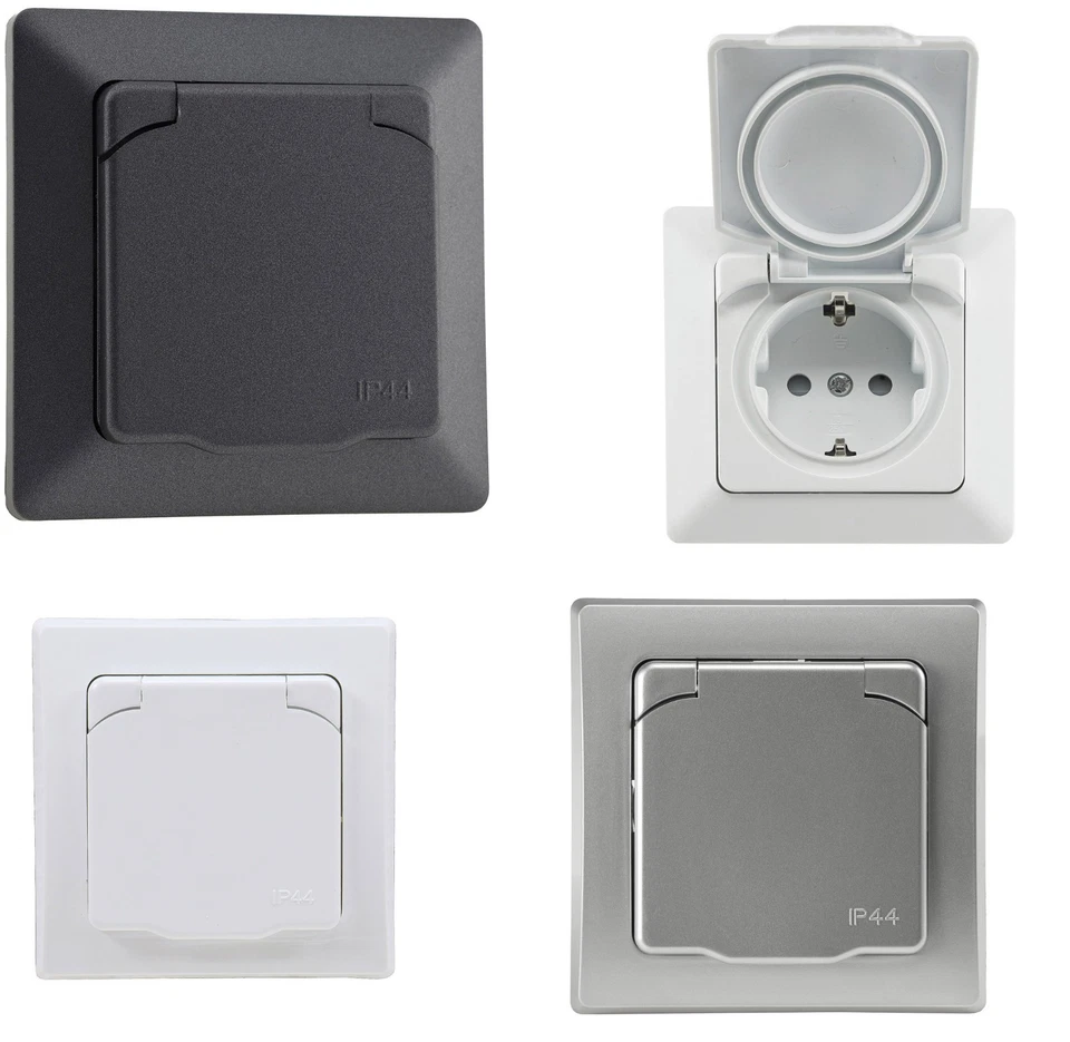 CHILITEC Unterputz Steckdose IP44 Feuchtraum Balkon Keller Bad mit Deckel Schutzkontakt