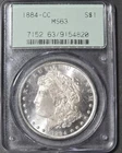 1884-CC PCGS MS 63 OGH GEN 2.1 MORGAN SILVER DOLLAR NO FRAME JUST LIKE A RATTLER