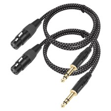 1FT 6.35mm TRS Male to XLR Female Cable - Dual Shielded Braided Audio Cables,...