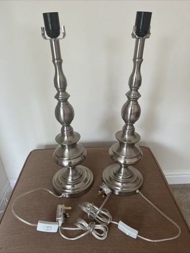 Table Lamps x 2 Stainless Steel Switched Cord - VGC - Picture 5 of 5