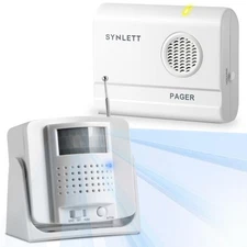 Bed Alarm Caregiver Pager with Wireless Motion Sensor Alarm Indoor Fall Preve...