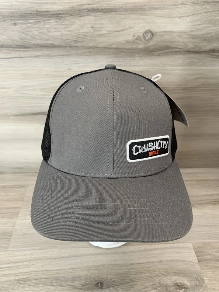 Rapala Crush City  Mesh SnapBack Hat Cap NEW SMALL PATCH FISHING LURES GRAY - Image 2 of 4