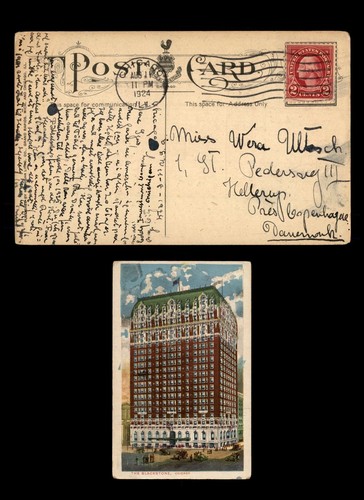 Mayfairstamps US 1924 Chicago to Denmark The Blackstone Postcard aas_84693