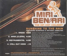 Miri Ben-Ari Sunshine To The Rain PROMO MUSIC AUDIO CD Scarface Anthony Hamilton