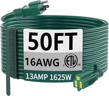 50 ft Green Waterproof Extension Cord, 16/3 Gauge, 3 Prong	