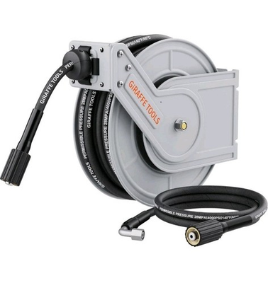 #ad Giraffe Tools 1 4quot; x 60 ft Retractable Pressure Washer Hose Reel 4000PSI Hose $169.99