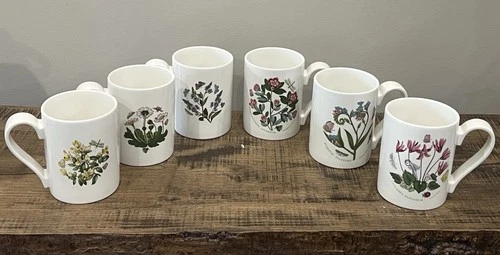 6 Mugs The Botanic Garden by Portmeirion Coffee /Tea Cup 12oz Floral/ Butterfly