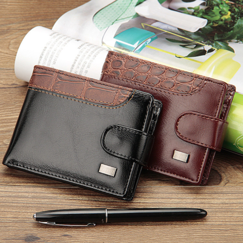 Para hombre Plegable Cuero Botones Cortos Billetera Portatarjetas de Identificación Estuche Monedas Bolsillo Cartera - Imagen 9 de 13