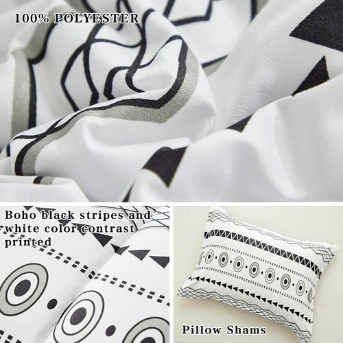 FlySheep 3 Pcs Comforter Set King Modern Boho White, Bohemian Aztec Geometric - Picture 4 of 7