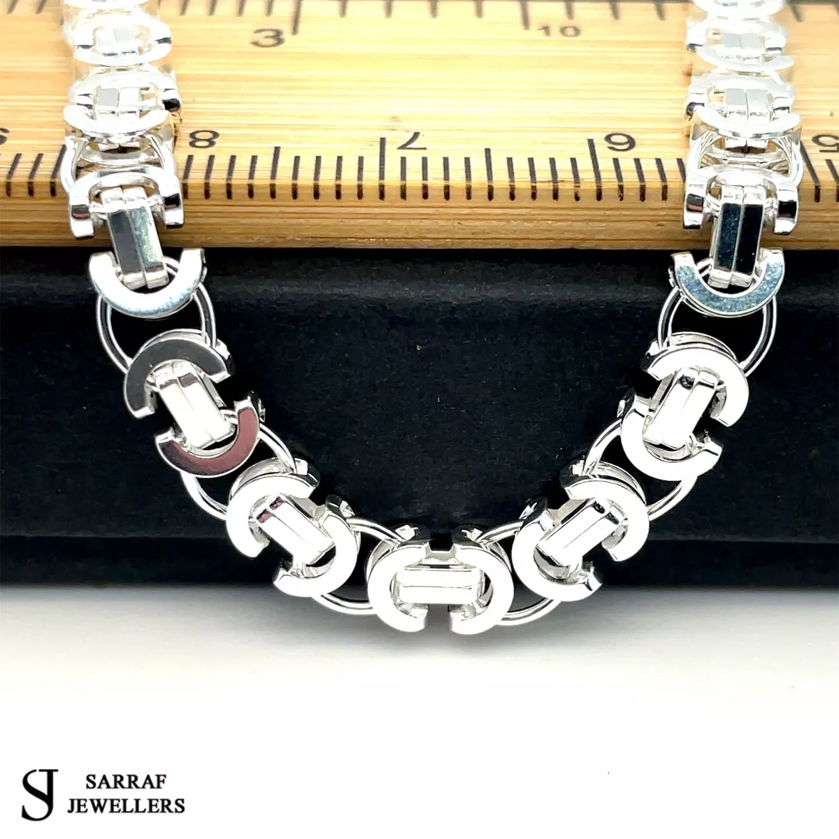 FLAT BYZANTINE Chain 925 Sterling Silver Solid Mens Ladies Bracelet 5mm All Size