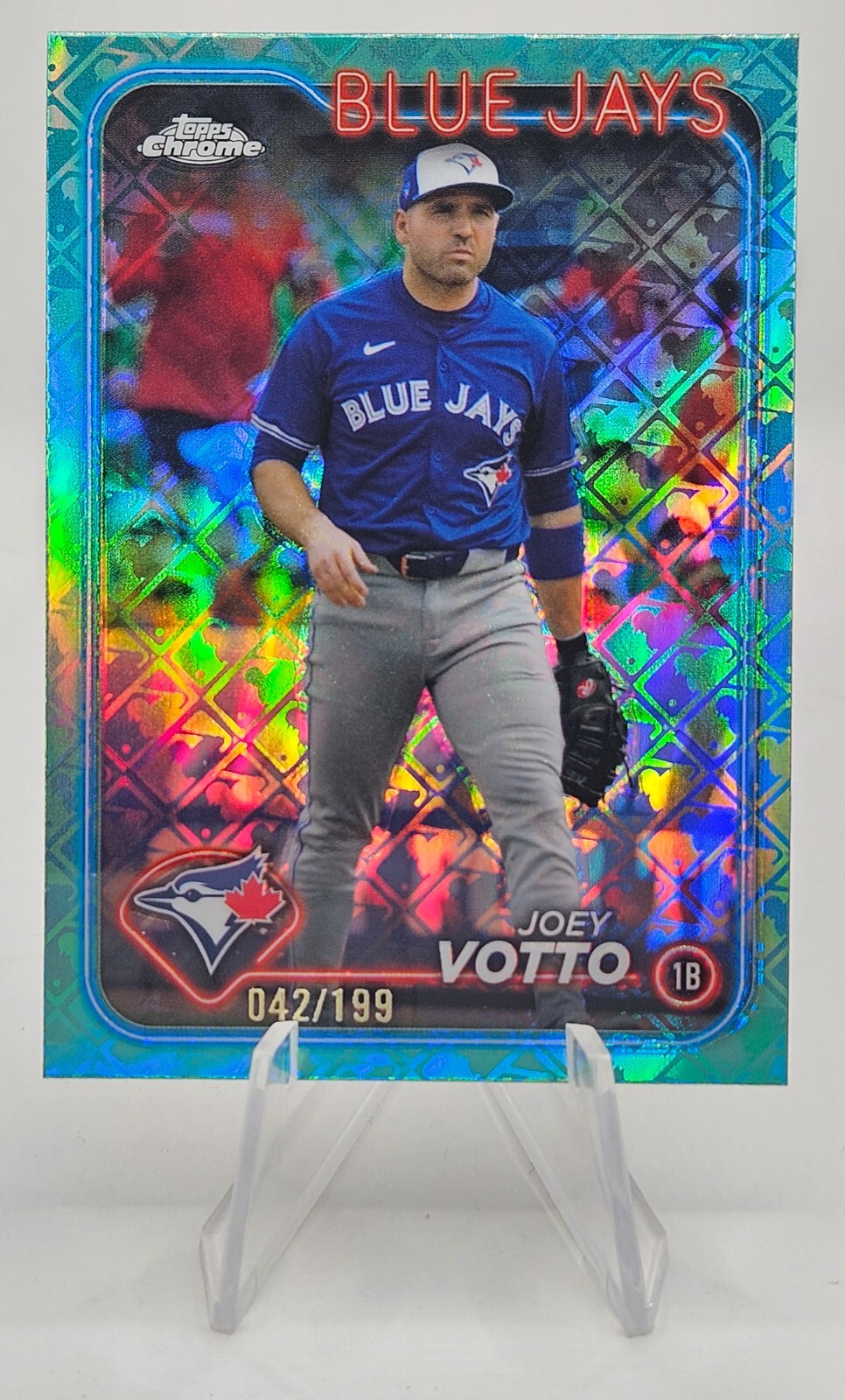 JOEY VOTTO 2024 TOPPS CHROME LOGOFRACTOR AQUA /199 TORONTO BLUE JAYS