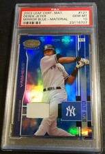 DEREK JETER 2003 LEAF CERTIFIED MIRROR BLUE GAME USED BASE /100 PSA 10 POP 2