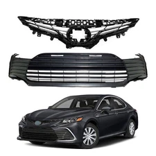 For 2021-2024 Toyota Camry LE XLE Front Bumper Upper Lower Grille Assembly Set