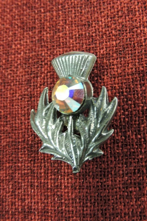 Scottish Thistle Outlander Brooch Pin Celtic Crystal Scotland Iona