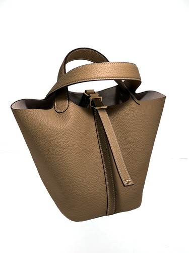 NEW Genuine Cow Leather Lunch Bag Bucket Bag Food Basket Amazon Picnic Handbag - Picture 19 of 32