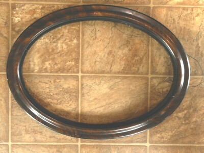 Primitive Antique Oval Dark Finish wood Frame Farmhouse Faux 19 5/8 x 13 7/8''