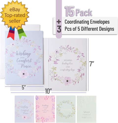 Sympathiekarten Sortiment, 15 Stück, 7 x 10 Zoll, inklusive Umschläge - Bild 2 von 8