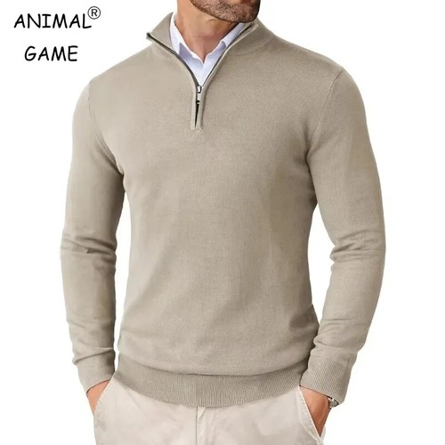 Autumn Men's Quarter Zip Up Sweaters Slim Fit Lightweight Outdoor Mock Neck - Picture 13 of 32