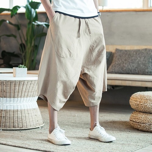 MENS 3/4Length Cotton casual Shorts Pants Trousers Loose Oversize summer Pants - Picture 16 of 17