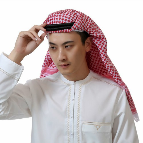 Árabe Musulmán Hombres Kaffiyeh Turbante Sombrero Shemagh Cabeza Bufanda Envoltura con Cuerda Aquel Egal - Imagen 12 de 23