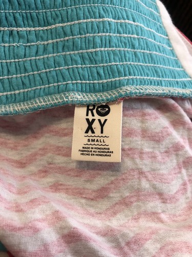 NWT Boho *ROXY* Pink Teal STRIPED Cotton BEACH Sun MAXI DRESS Sz Sma - Picture 5 of 5