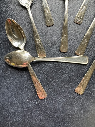 Wm Rogers A1 Plus silver plate Nuart pattern 1932 5 O’Clock Teaspoons, Set 11, - Picture 6 of 9