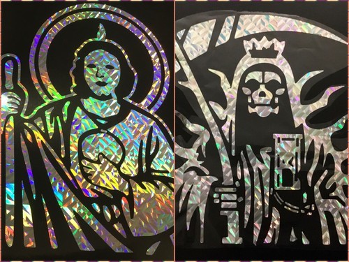 San Judas Tadeo La Santa muerte Hologram Diamond Decal Sticker Reaper Skull COD - Picture 1 of 16