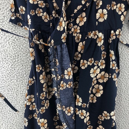 Storia Dress Womens Small Navy Floral True Wrap Ruffle Trim Half Sleeves Mini - Picture 5 of 12
