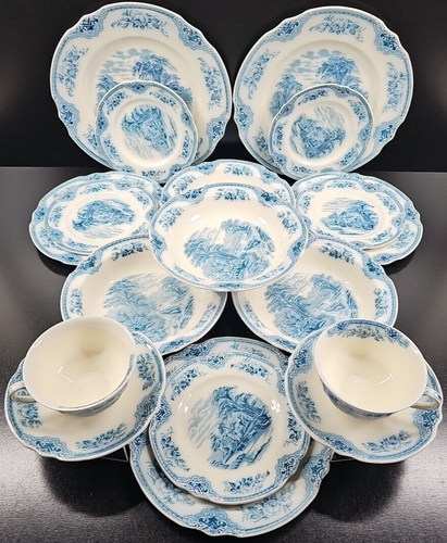 14 Pc J & G Meakin The Sandown Dinner Salad Bread Plate Bowl Antique England Lot - Picture 5 of 24