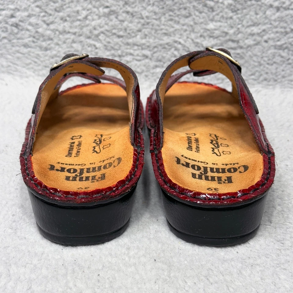 Finn Comfort 女式 39 码 US 8-8.5 拖鞋凉鞋红色双扣楔形鞋 — 第 4/4 张图片