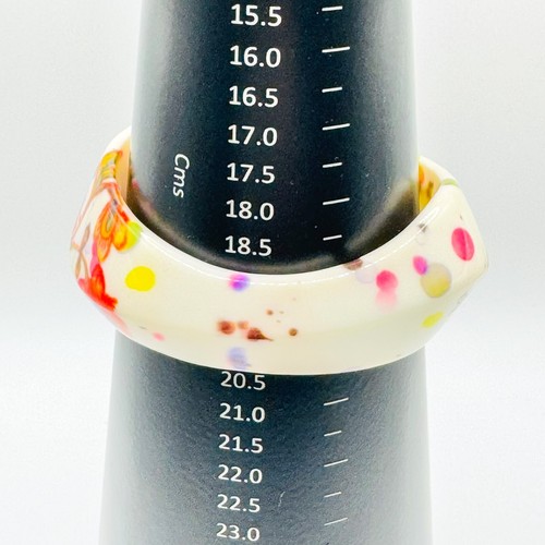 DESIGUAL Floral Pattern Chunky Plastic Wave Bangle Bracelet Flower Folk Art - Picture 11 of 11