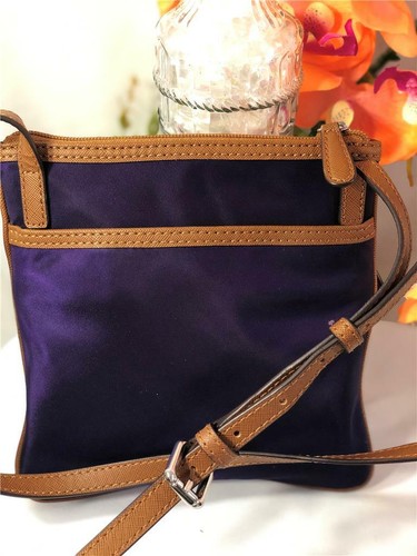 Liked New~MICHAEL KORS Kempton Dark Purple Nylon Leather Trims Crossbody Bag - Picture 2 of 9