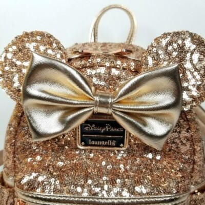 Disney Parks Loungefly Rose Gold Sequins Backpack Minnie  display picture 2
