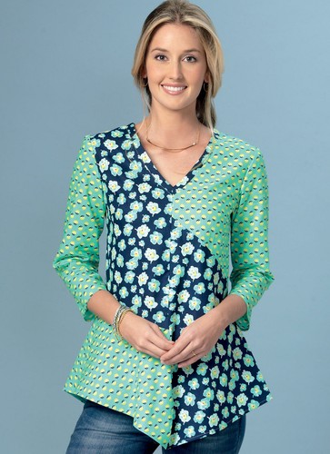 Kwik Sew Misses V-neck Color Block Tops, Tunic Sew Pattern K4158 Size XS-XL - Picture 4 of 7