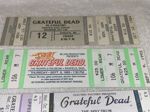 GRATEFUL DEAD 5 UNUSED CONCERT TOUR TICKETS Jerry Garcia Bill Graham Ephemera us - Picture 2 of 16