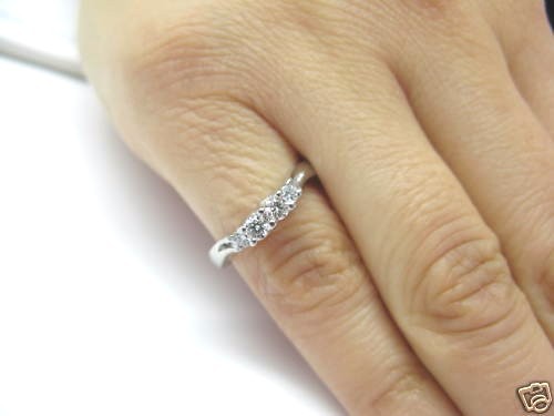 Fine 4-Stone Platinum Engagement Diamond Ring Platinum T950 .35Ct - Foto 5 di 5